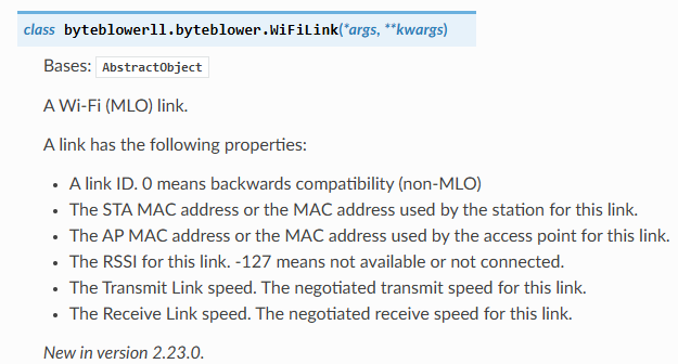 Wi-Fi 7 information in the API